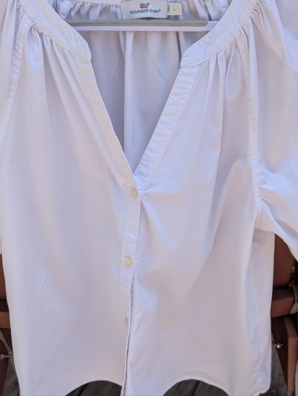 Poplin Cotton Button-up top White Top Size Large - Picture 4 of 5